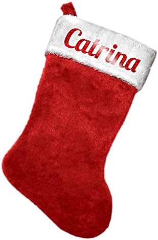 Catrina Kırmızı Glitter Peluş Noel Tatili Çorap, 8.5 inç. x 18 inç.