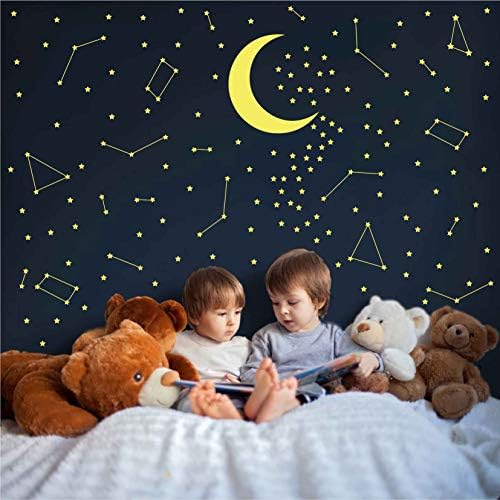 Melissalove 190 Altın Yıldız Takımyıldızı Duvar Çıkartması Çocuk Yatak Odası Çıkarılabilir Dekorasyon Dış Uzay Kreş Sticekrs