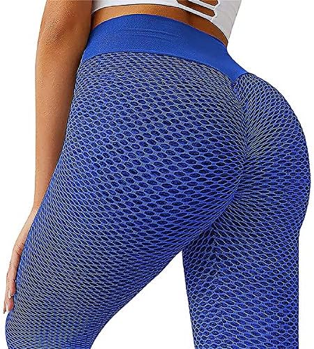 2 Paket Yüksek Belli Tayt Kadınlar için-Karın Kontrol Yumuşak Sıkıştırma Kabarcık Dokulu Yoga Pantolon Egzersiz Koşu için
