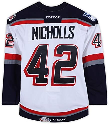 Josh Nicholls Hartford Wolfpack Oyunu-2015-16 AHL Sezonundan 42 Beyaz Set 2 Forması Kullanıldı-Boyut 56-Oyun Kullanılmış NHL