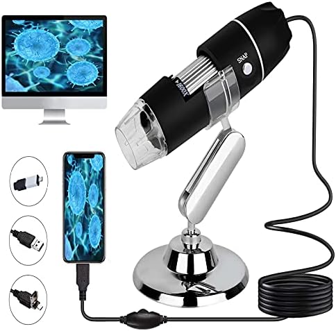 XVZ 2 in 1 USB Dijital Mikroskop, 50X için 1600x Mikroskop Büyüteç, Mini Cep El Mikroskop kamera ile ışık, Uygun için Windows
