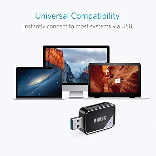 Anker 2'si 1 arada USB 3.0 SD Kart Okuyucu SDXC, SDHC, SD, MMC, RS-MMC, Mikro SDXC, Mikro SD, Mikro SDHC Kart ve UHS-I Kartlar