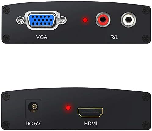 1080 P HD R / L VGA HDMI Dönüştürücü Kutusu, TAİPOXUN VGA & R/L Stereo Ses DC Adaptörü ile HDMI Dönüştürücü 2 RCA Fono Analog