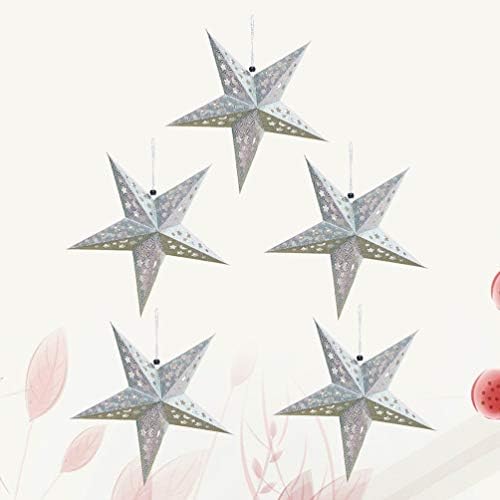 Uonlytech 5 PCS 30 CM kağıt yıldız ışığı Gölge Hollow Pentagram Abajur Yıldız asılı süsleme için Noel düğün Parti