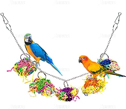 AUEAR, 10 Paket Papağan Topları Kuş Kağıt Rattan Topu Renkli Kuş Çiğnemek Topu Kuş Kafesi DIY Aksesuarları için Küçük Parakeets