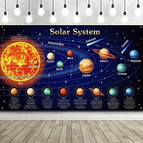 Güneş Sistemi Süslemeleri Büyük Kumaş Dış Uzay Poster Afiş Uzay Tema Arka Plan Arka Plan için Çocuk Boys Uzay Doğum Günü Süslemeleri