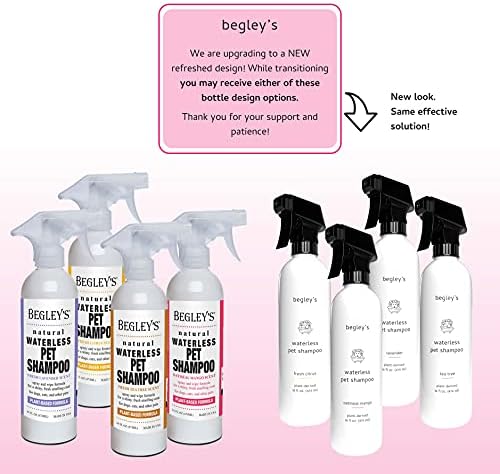 Begley's Natural No Durulama Susuz Evcil Hayvan Şampuanı, Banyo Yapmadan Temizleme, Koku Giderme ve Parlak, Taze Kokulu Bir Kat