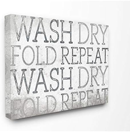 Stupell Industries Yıkama Kuru Çamaşır Banyo Dokulu Kelime Tasarım Tuval Duvar Sanatı, 30 x 40, Çok Renkli