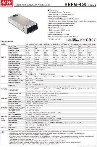 Ortalama Kuyu HRPG-450-5 Anahtarlama Güç Kaynağı 450 W 5 V 90A / W PFC