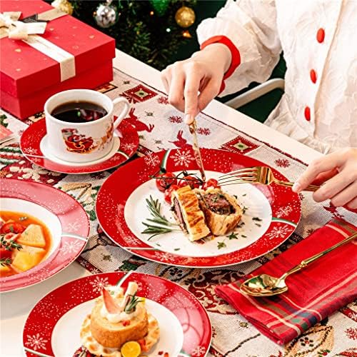 sofra Noel 60 Parça Porselen Kombi-Set ile Fincan tabağı tatlı tabağı çorba tabağı yemek tabağı Çatal yemek Seti Hediye Unisex
