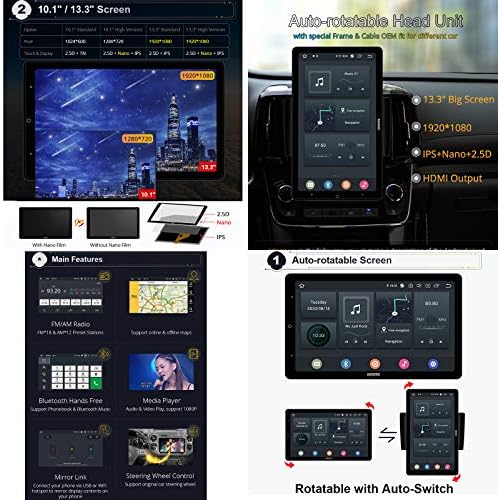 2 Din Android Araba Navi Stereo Araba Eğlence Multimedya Radyo ile DSP 13.3 Otomatik Dönebilen Kafa Ünitesi ile Bluetooth/GPS/WiFi/Araç