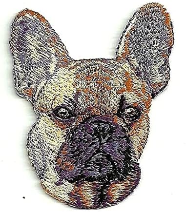 2 1/8 X 2 5/8 Fransız Bulldog Portre Köpek Nakış Işlemeli Demir on Patch Dikmek için Giyim Aplike için Ceketler, şapka, sırt