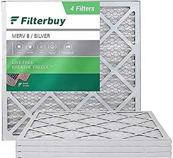 Filterbuy 16x16x1 Hava Filtresi MERV 8, Pileli HVAC AC Fırın Filtreleri (4'lü Paket, Gümüş)