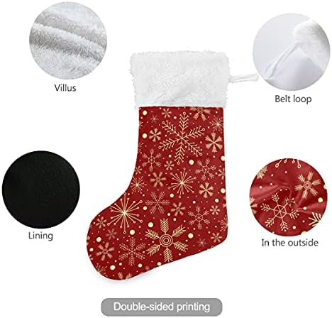 senya Noel Çorap Asılı Çanta 2 PCS, noel Kar Taneleri Üzerinde Koyu Kırmızı 18 Çorap Sahipleri Hediye tedavi Çanta için Aile