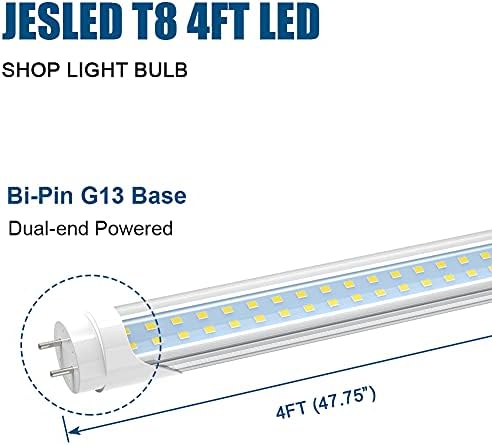 JESLED (25-Pack) T8/T10/T12 4 ayak LED tüp ışık, 24 W Çift Sıralı LED Floresan Ampuller (65 W Eşdeğer), 5000 K Günışığı 3000