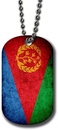Alüminyum Köpek Etiketi Kolye ve Anahtarlık-Eritre Bayrağı (Eritrean) - Rustik