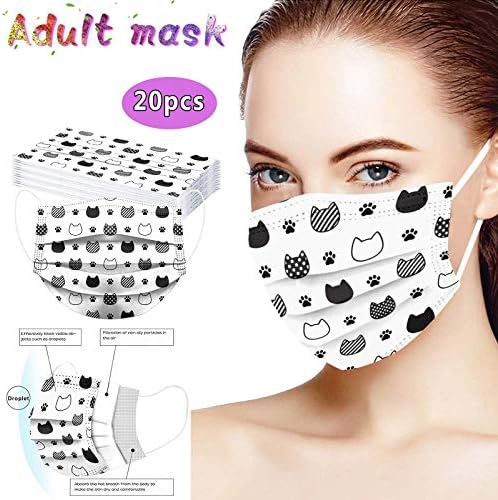 20 Adet Yetişkin Tek Kullanımlık Face_Mask-Unisex Face_Mask Çeşitli Renkler Karikatür Tasarım Kadın Erkek 3 Katlı Face_Covering
