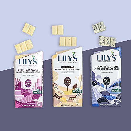 Lily's Sweets tarafından Beyaz Çikolata Tarzı Bar Variety Pack / Stevia Şekerli, İlave Şeker İçermeyen, Düşük Karbonhidratlı,