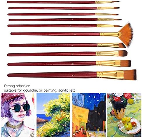 10 Adet Boya Fırçaları, Boyama Fırçaları Boya Malzemeleri, Naylon Saç Sanatçılar Ressamlar için(Kırmızı Şarap)