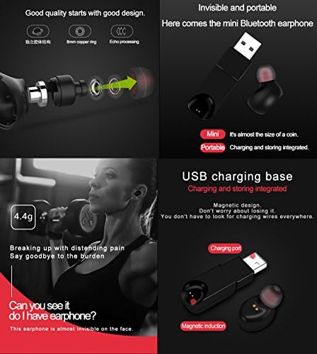 Kablosuz kulaklık, Manyetik USB Dock ile, Bluetooth 4.1, Ter Geçirmez, ture Kablosuz Mini Bluetooth Kulaklıklar, iPhone Samsung