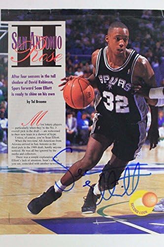 Sean Elliott San Antonio Spurs Arizona İmzalı İmzalı Dergi Sayfa 16I-İmzalı NBA Dergileri