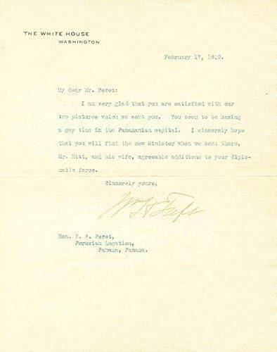 Başkan William H. Taft-02/17/1910 İmzalı Mektup
