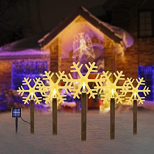 Bstge Açık Güneş Bahçe ışıkları, 5 Paket Kar Tanesi Noel Süslemeleri, Patio Yard Yolu için su geçirmez Bahis ışıkları