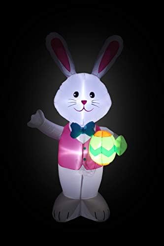 BZB Mal Jumbo 8 ayak Boyunda Işıklı Paskalya şişme mutlu tavşan yumurta bahçe dekorasyonu ile LED ışıkları dekor açık kapalı