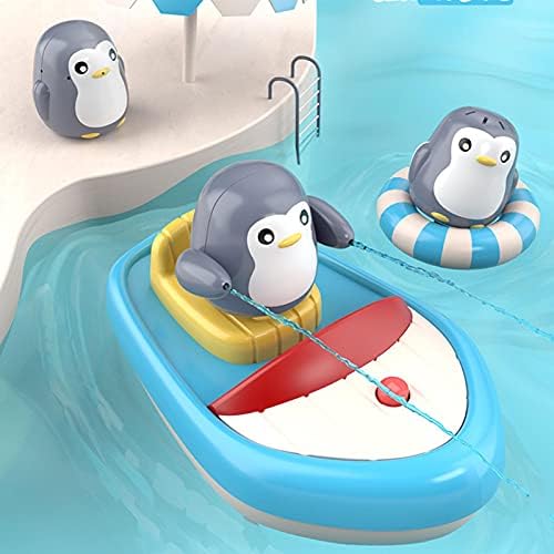 Gereton 3 Penguenler Sprinkler banyo oyuncakları -3 Sprey Penguenler Elektrikli Tekne Sprey Su Banyosu Oyuncak-Otomatik Yağmurlama