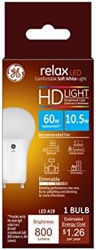 GE Relax HD A19 Genel Amaçlı LED Ampul, 60 Watt Değiştirme, Yumuşak Beyaz, GU24, Kısılabilir, 1 Paket