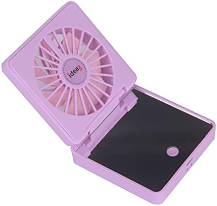 Taşınabilir Mini Fan 2 İn 1 Mini El Fan Kat Vanity makyaj aynası Cep Fan Usb Şarj Edilebilir Kişisel Fan (Mor)