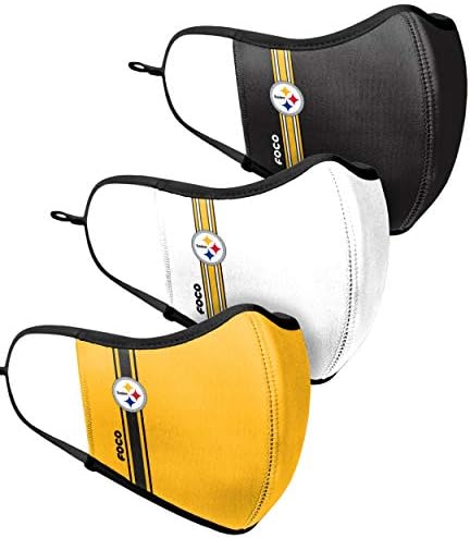 FOCO NFL unisex-yetişkin NFL Takım Logosu Spor Kullanımlık Yıkanabilir Moda Yüz Kapak Maskesi 3-pack
