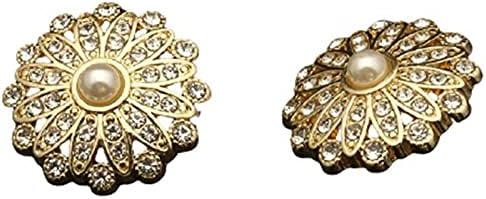 JIUYUE 6 Adet Çiçek Metal Düğmeler ıle Rhinestone Giyim Elbise Kadınlar ıçin DIY Takım Kot Dikiş Düğmesi Düğmeleri (Renk : 2,