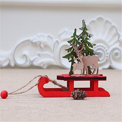 Atmneris Minyatür Ahşap Kızaklar Noel Kızak Süs Asılı Kolye Dekor için, Noel Baba