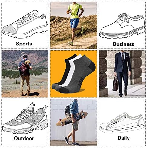 Eallco 10 Pairs Erkek Ayak Bileği Çorap Düşük Kesim Atletik Yastıklı Rahat Çorap 10 Paketi