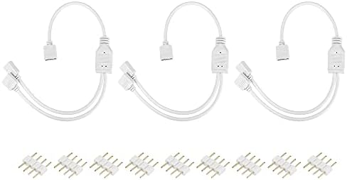 uxcell RGB led ışık konektörü 4 Pin 1 ila 2 Dişi Splitter Kablo 300mm Uzunluk Beyaz 3 Adet 9 Adet Erkek 4 Pin Fişler