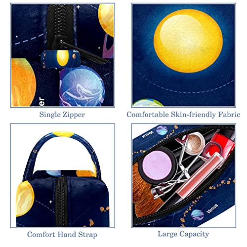 Makyaj Çantası Seyahat Kozmetik Çantası karikatür Uzay roketleri makyaj çantası organizatör Kılıfı ile Fermuar ve Kolu
