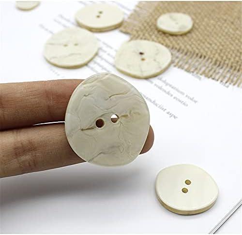6 Adet Düzensiz Reçine Düğmeleri Dikiş için 2 Delik Dekoratif El Sanatları Malzemeleri (Bej, 21mm)