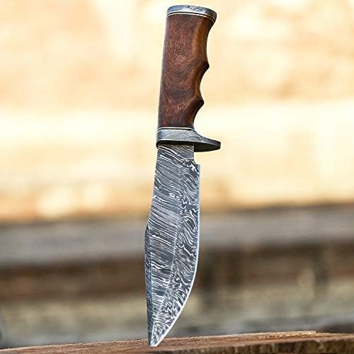 VK2125 El Yapımı Şam Çelik sabit bıçak av bıçağı ile deri kılıf