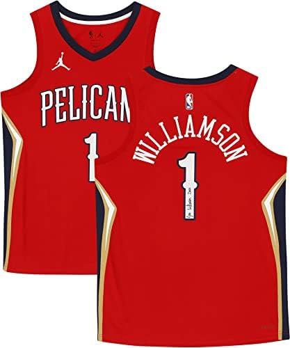 Zion Williamson New Orleans Pelikanları İmzalıZanos Yazılı Kırmızı Nike Jordan Marka Swingman Forması-İmzalı NBA Formaları