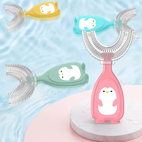 Elektrikli Diş Fırçası ile U-Şekilli Diş Fırçası, Beyazlatma Masaj Diş Fırçası, Çocuk Diş Fırçası Karikatür Kolu 360 Derece Temizleme
