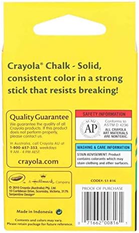 Crayola Renkli Düşük Toz Tebeşir, Her Birinde 12 Adet, 6 Paket