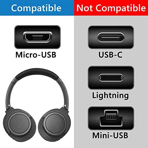 Geekria QuickFit şarj kablosu ile Uyumlu ATH-M50xBT ATH-SR30BT ATH-SR5BT ATH-SR6BT / USB-A için Mikro-USB Şarj Kablosu için Audio-Technica