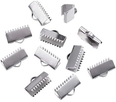 UNİCRAFTALE Yaklaşık 50 adet 304 Paslanmaz Çelik Şerit Uçları Dikdörtgen Şekilli Bulgular Metal Malzeme Sonlandırıcılar DIY Takı