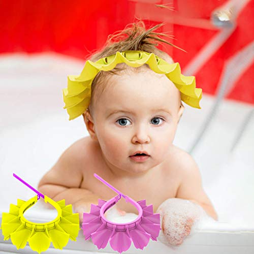 Bebek Duş Başlığı Bebek Silikon duş şampuanı Banyo Başlığı Ayarlanabilir Yürümeye Başlayan Bebek Çocuk Çocuklar için (Sarı +
