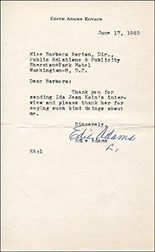 Edie Adams-06/17/1963 İmzalı Mektup