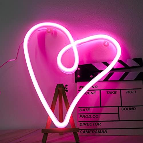 ENUOLI aşk kalp Neon ışaretleri, pembe Neon ışaretleri duvar ışık yatak odası için, pil / USB kumandalı kalp Neon ışıkları, Retro