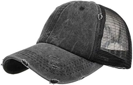 WoCoo Unisex beyzbol şapkası Baba Şapka At Kuyruğu Criss Çapraz Dağınık Bun Trucker Ponycap Örgü güneş şapkası