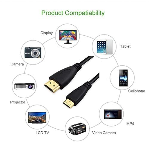 HDMI Adaptör Kablosu, CNYMANY 5ft / 1.5 m Mini - HDMI Erkek HMDI Erkek 1080 p Yüksek Hızlı HDTV Kablosu için Tablet TV Displayer