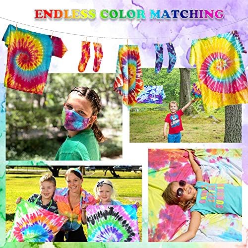 26 Canlı Renkler Kravat Boya Kiti, 180 pcs Grup Parti Kravat Boya DIY Set Çok Renkli Kumaş Gömlek Boya ile Sıkmak Şişeleri Eldiven